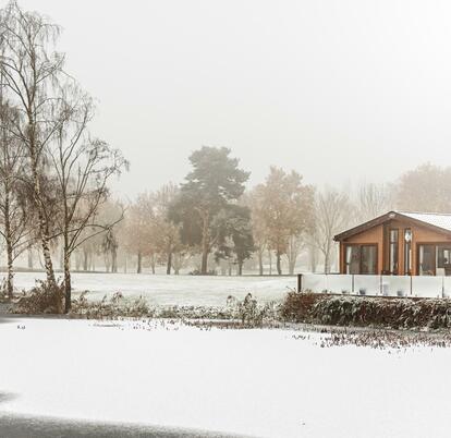 Winter at Pearl Lake Country Holiday Park, Herefordshire.