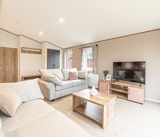 Luxury self-catering holiday lodge at Arrow Bank - lounge photo