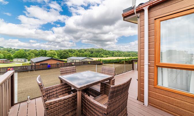 Pemberton Marlow for sale at Rockbridge Country Holiday Park, Mid Wales - view from decking photo