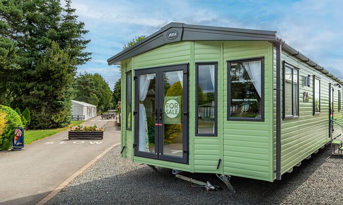ABI Roecliffe holiday home for sale at Pearl Lake Country Holiday Park, Herefordshire. Exterior photo