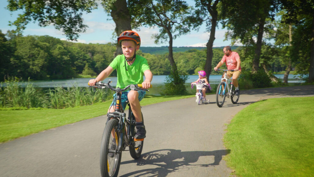 Cycling on park at Pearl Lake