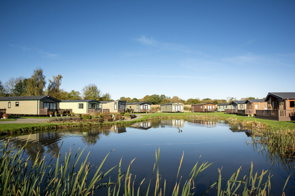 Pool side holiday homes at Arrow Bank.