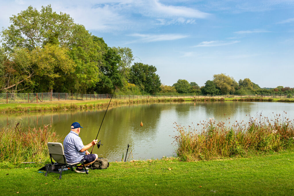 Carp fishing at Jennifer's Pool, Arrow Bank holiday park, Herefordshire