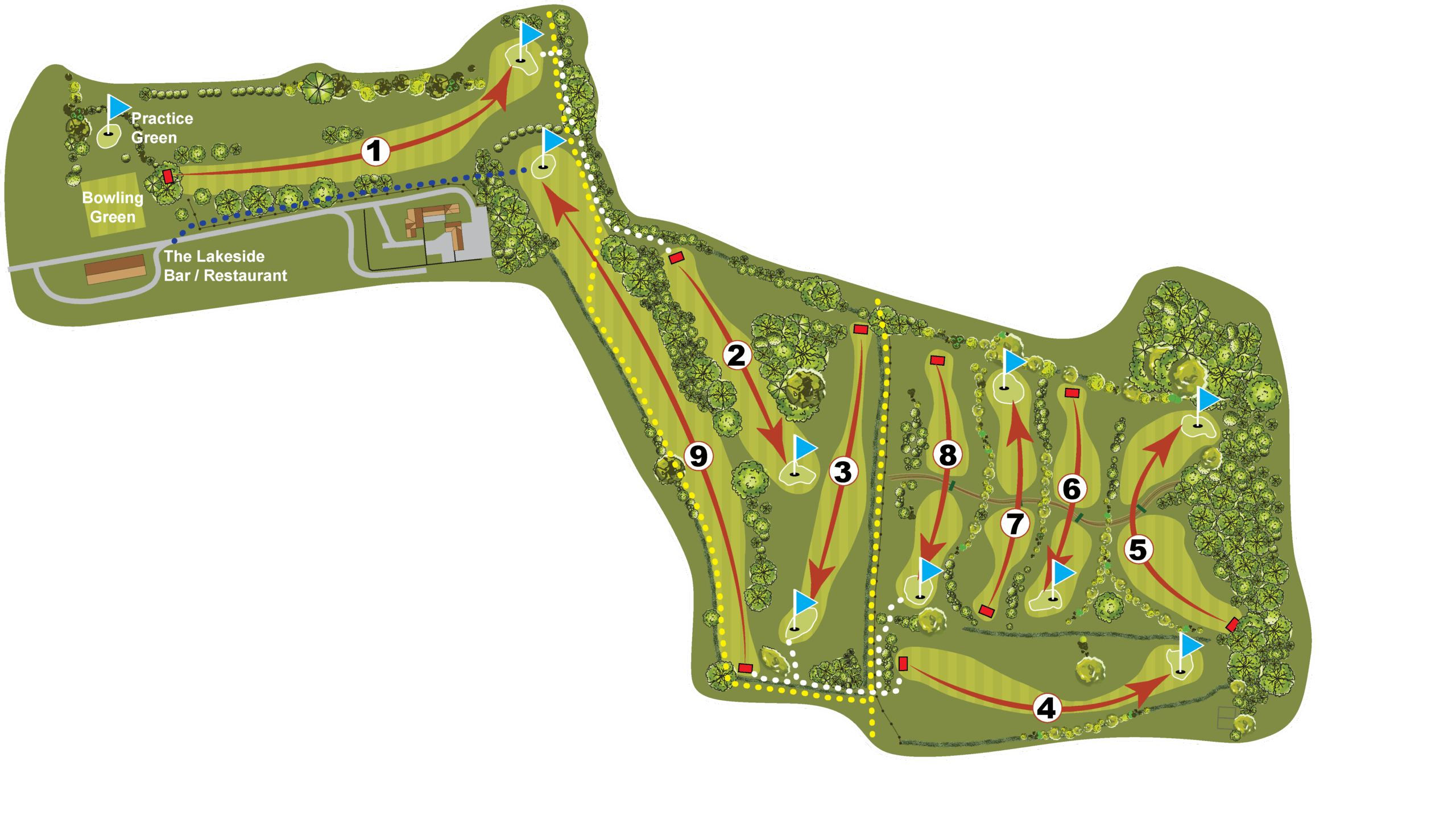 Course map of Pearl Lake's 9 hole golf course