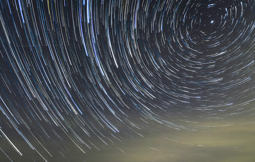 Hundred of stars in the night sky above Rockbridge Country Park, Powys