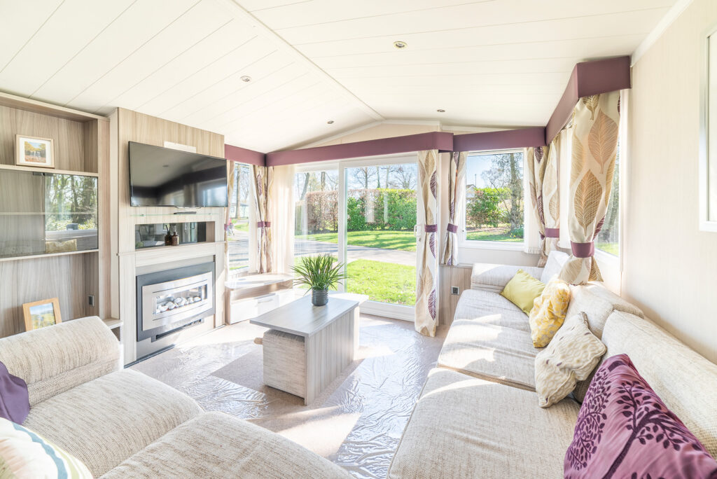 Swift Moselle holiday home for sale at Pearl Lake Country Holiday Park. Living area photo