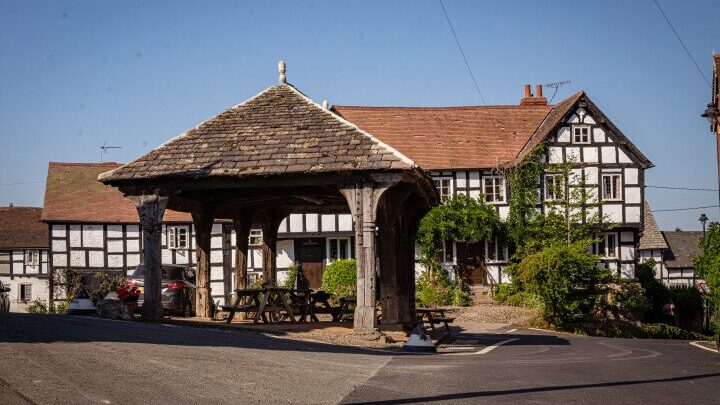 The market hall in Pembridge sits at the centre of this black and white village 
